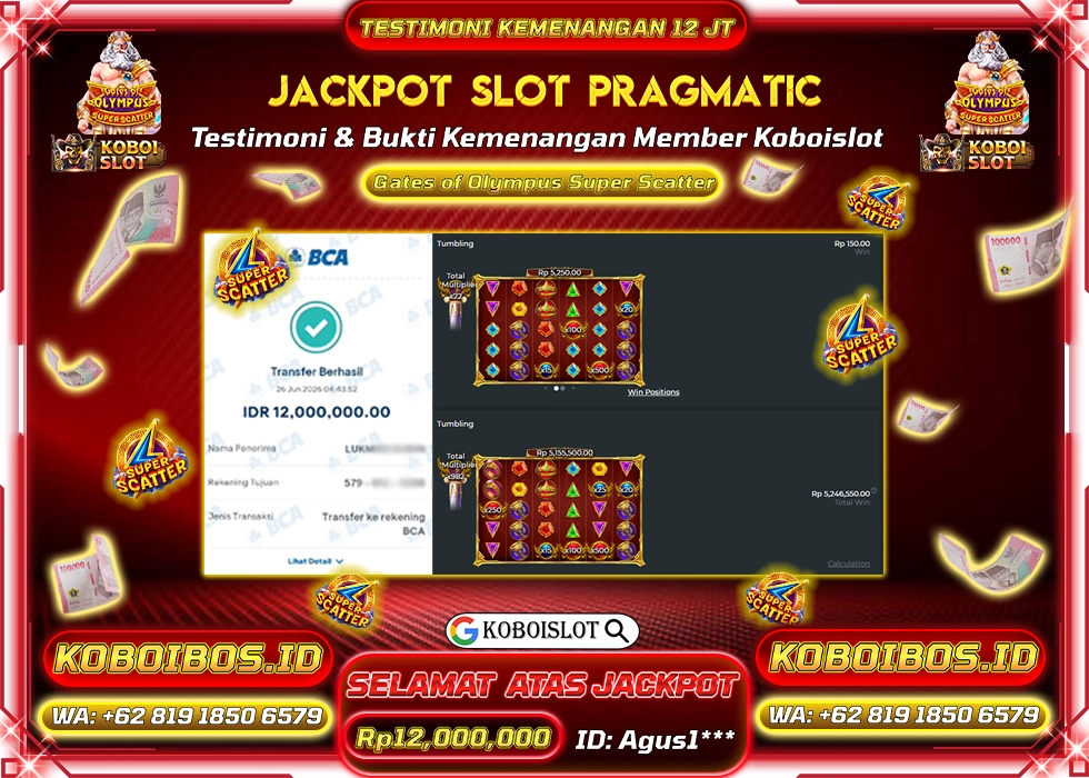 BUKTI KEMENANGAN SLOT GACOR GATES OF OLYMPUS SUPER SCATTER Rp12.000.000,- LUNAS